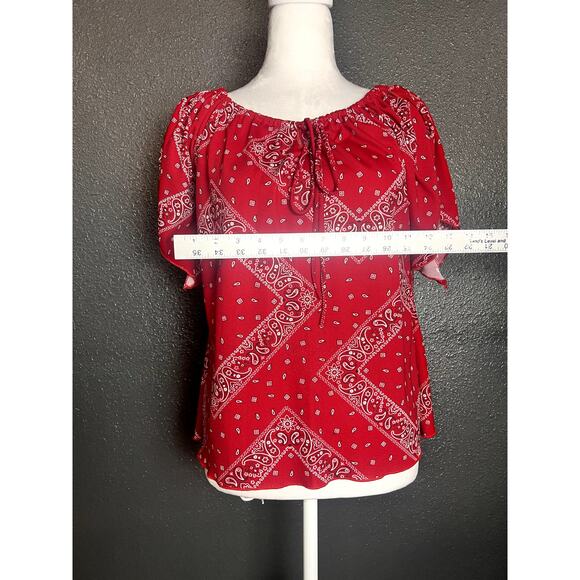 Fashion Art U.S.A. Bandana Blouse, Rodeo, Carnival Cowgirl Theme, Red Color, 2XL - Picture 7 of 12